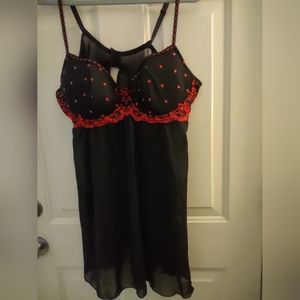 SEXY NIGHTY... BLACK WITH RED EMBROIDERY